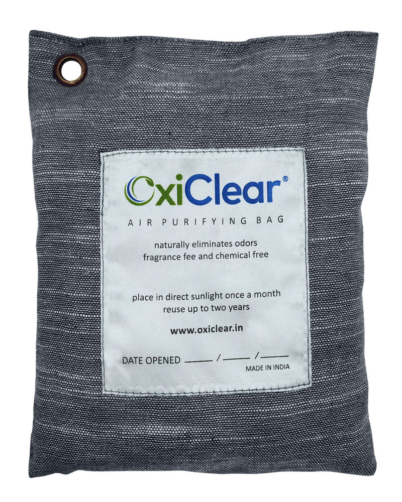 OxiClear Air Purifying Bag with Coconut Activated Charcoal, Odor Eliminator Absorber for Office Room Cars Closets (250g) (Charcoal Gray)