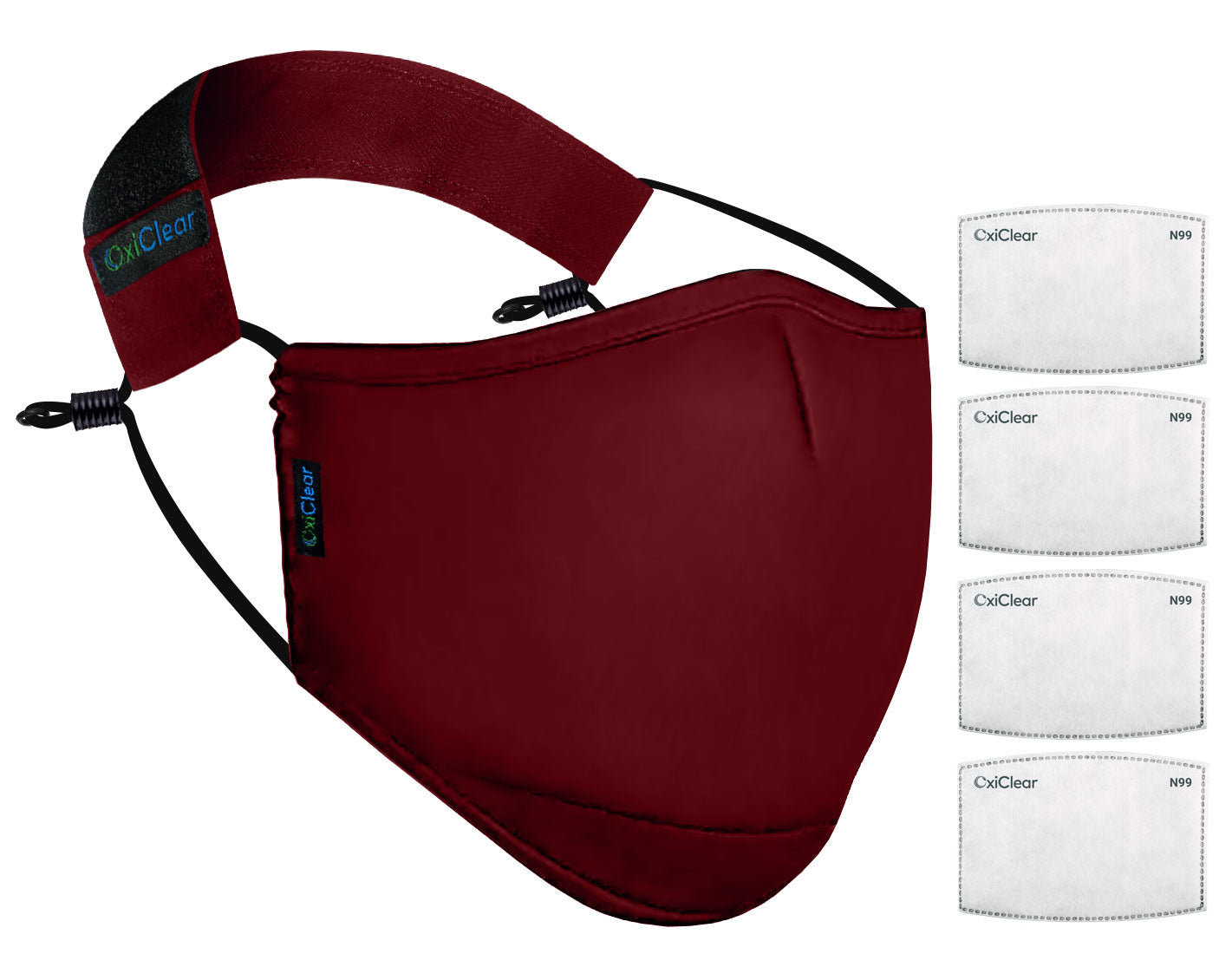 OxiClear N99 Face Mask(Maroon) (Non-Valved)