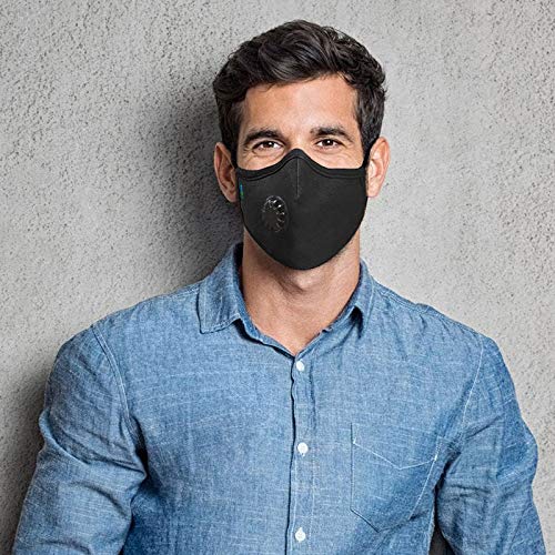 OxiClear N99 Anti Pollution Face Mask with Carbon Filters Headband Reusable D.R.D.O Certified (Black)