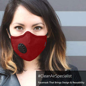 
            
                Load image into Gallery viewer, OxiClear N99 Anti Pollution Face Mask with Carbon Filters Headband Reusable D.R.D.O Certified (Maroon)
            
        