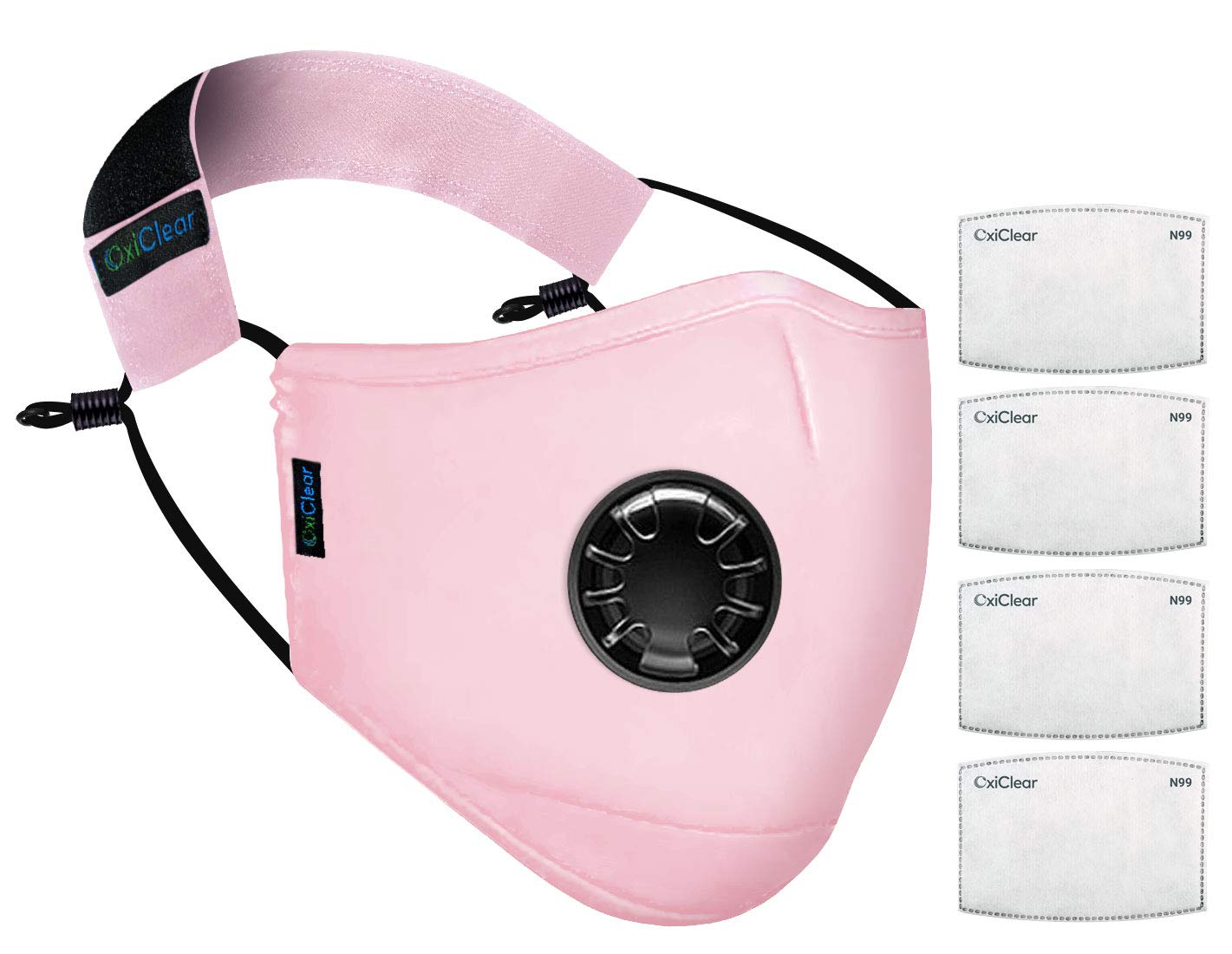 OxiClear N99 Face Mask (Lush Pink)(with valve)